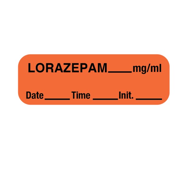 Label, Lorazepam 1/2" x 1-1/2" Orange w/Black